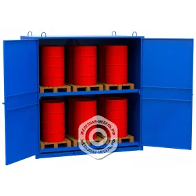 шкаф для хранения 12-ти бочек 3000х2910х1550, металлический настил, сточный поддон